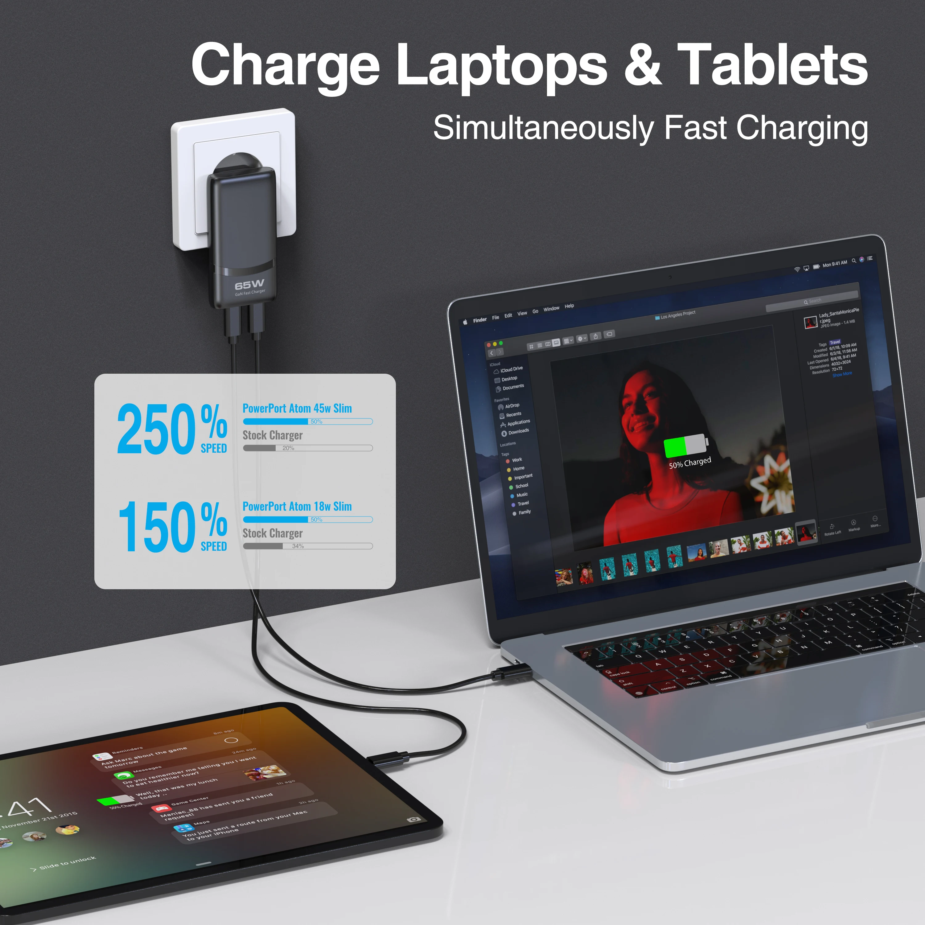 65W Dual Type-C GaN Fast Charger EU Foldable Plug PD QC Quick Charge Small Portable Power Brick for iPhone Samsung iPad Tablet - view 5