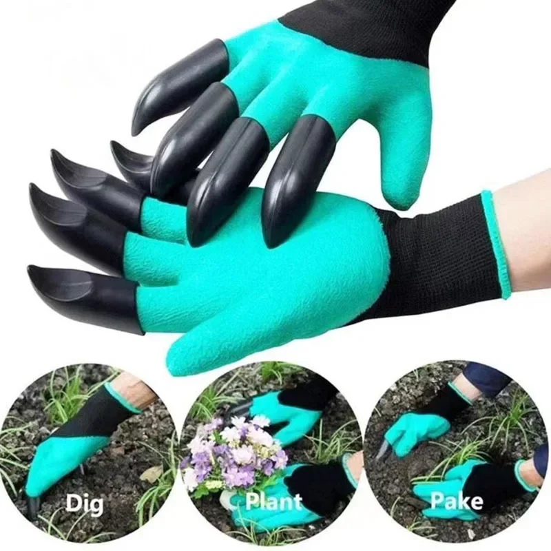 Horticultural Gloves with Claws Digging Gloves Garden Vegetable Flower Garden Planting Stab Resistant Protective Latex Gloves