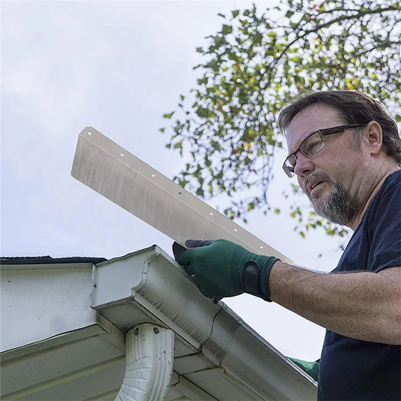 FAAJ-4Pcs Gutter Valley Spritzschutz Rainwater Valley Gutter Spritzschutz Regen Tropf Dachrinnenschutz Für Shingle Doofs Ecke