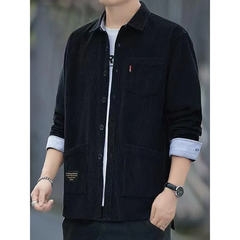 

Свободная вельветовая рабочая одежда, тонкая верхняя одежда Long Sve, мужской весенне-осенний повседневный винтажный топ для отдыха Multi ket