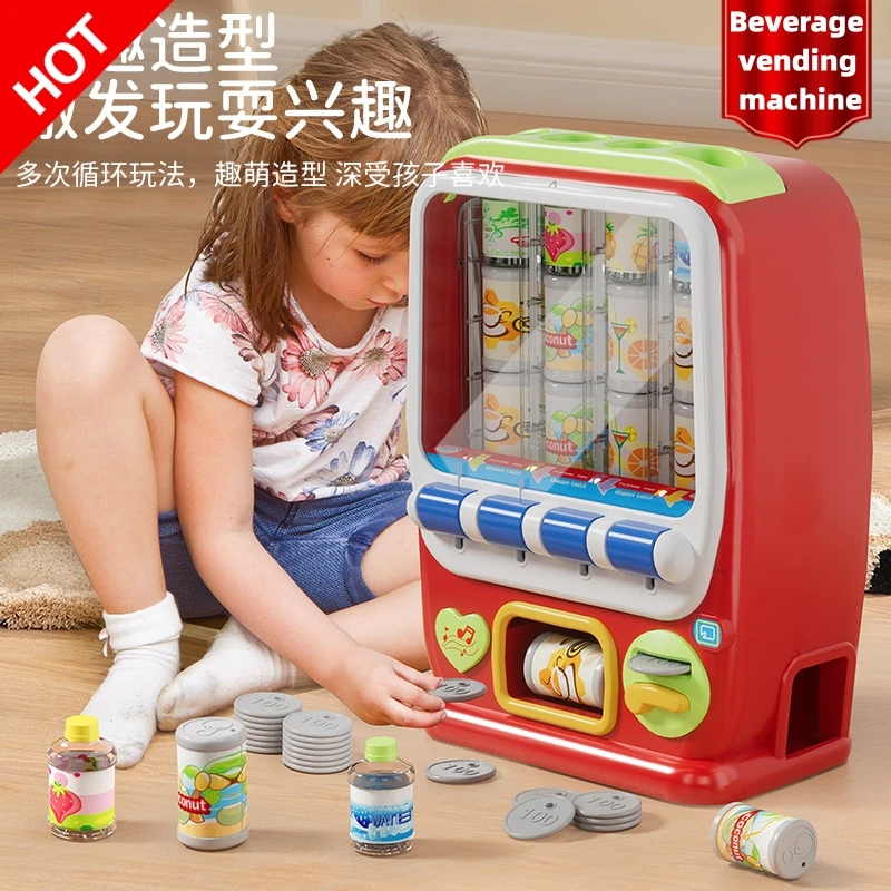 Hot-selling Children's Simulation Coin Operated Beverage Vending Machine Self-service Cute Funny festival birthday Kid gift Toy