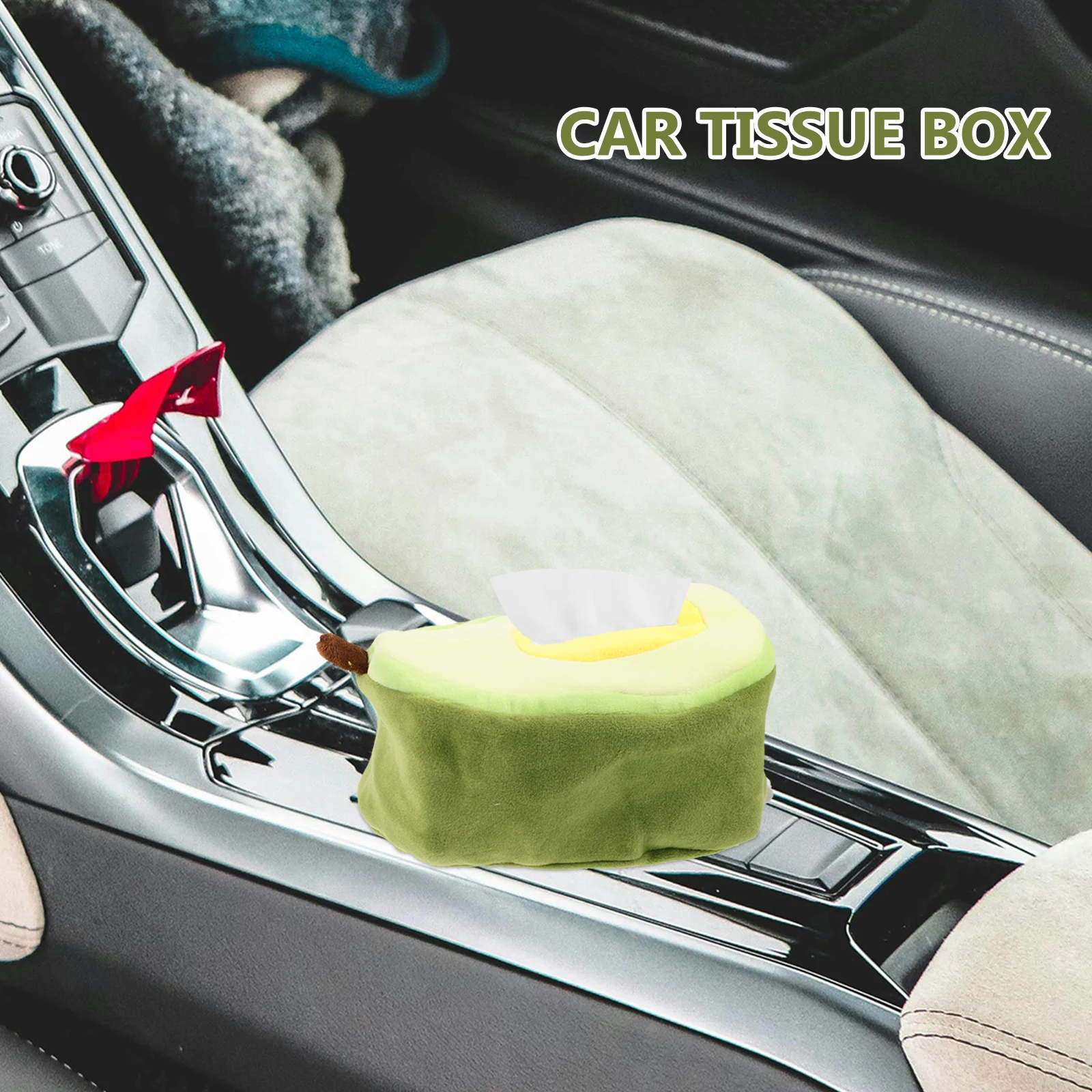 

Cartoon Fruit Box Holder Portable Car Armrest Napkin Dispenser Tissue Holder Compact Polyester Vehicle Home Office
