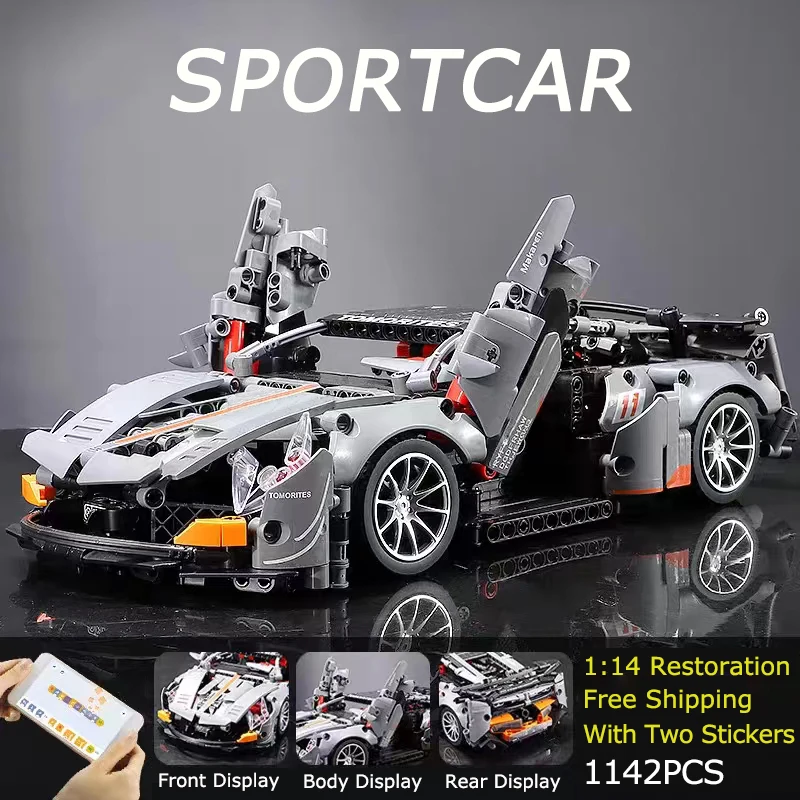 

Technical Black Super Speed Sport Car Model Building Blocks City Famous Racing Vehicle Bricks Toys For Boy Birthday Gift MOC