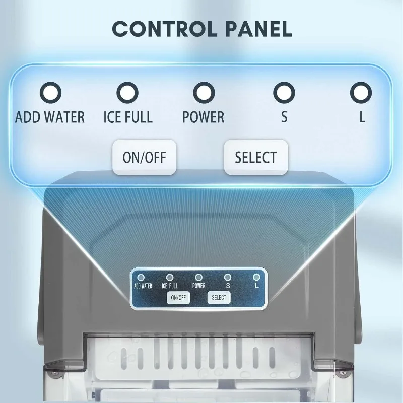 Draagbare Aanrecht Ijsmaker, Met Handvat, Zelfreinigend, Mand En Schep, 9 Kubussen In 6 Minuten, 26.5lbs/24hrs, 2 Maten