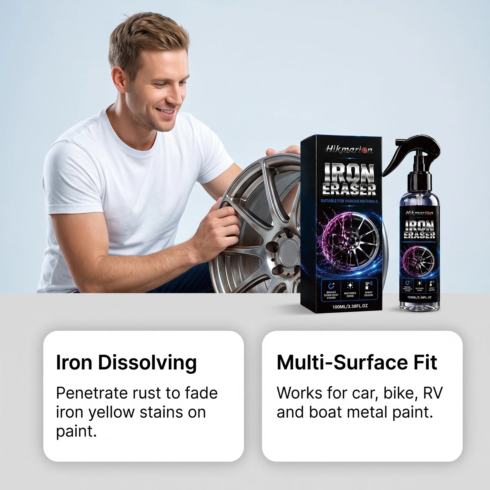 Rust Remover Spray 100ml Alloy Wheels Brake Dust Dissolver Metal Decon Restore Shine Vehicle Care Car Iron Fallout Cleaner Mist