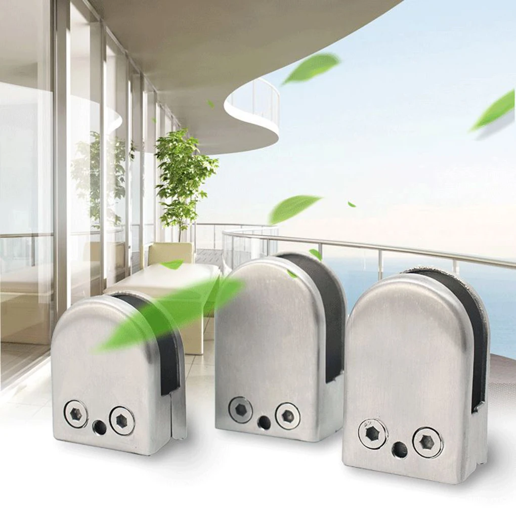 4pcs Glass Clamp 201 Stainless Steel Adjustable Staircase Handrail Glass Fence Clamp Bracket