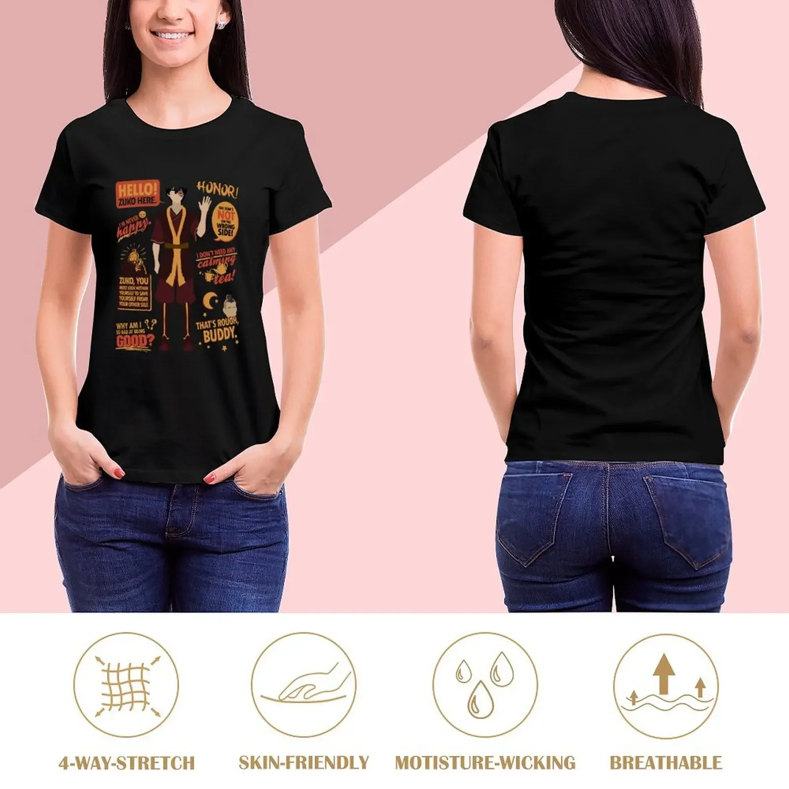 ¡Hola, Zuko aquí! Camiseta de secado rápido, camisetas gráficas, camisetas de verano de aduanas para mujer