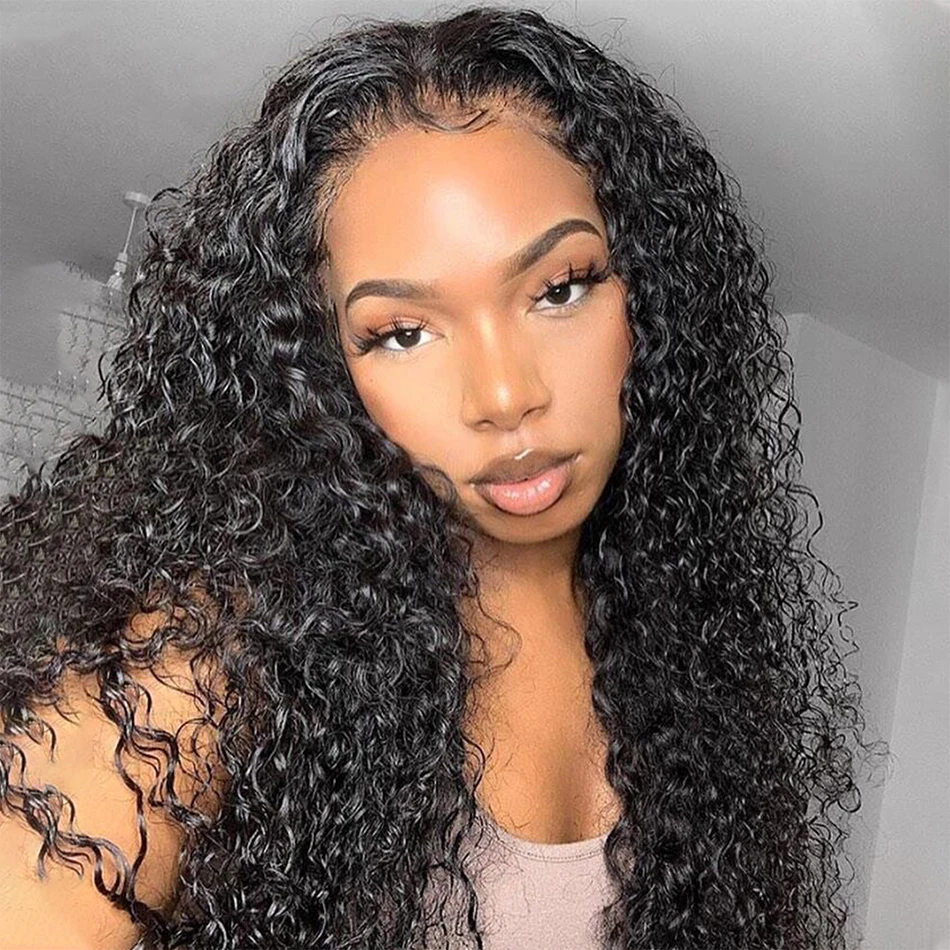 

13x4 Kinky Curly Lace Front Wigs Deep Curly Human Hair Wigs Ready to Go Glueless 4x4 HD Transparent Lace Closure Wig For Women