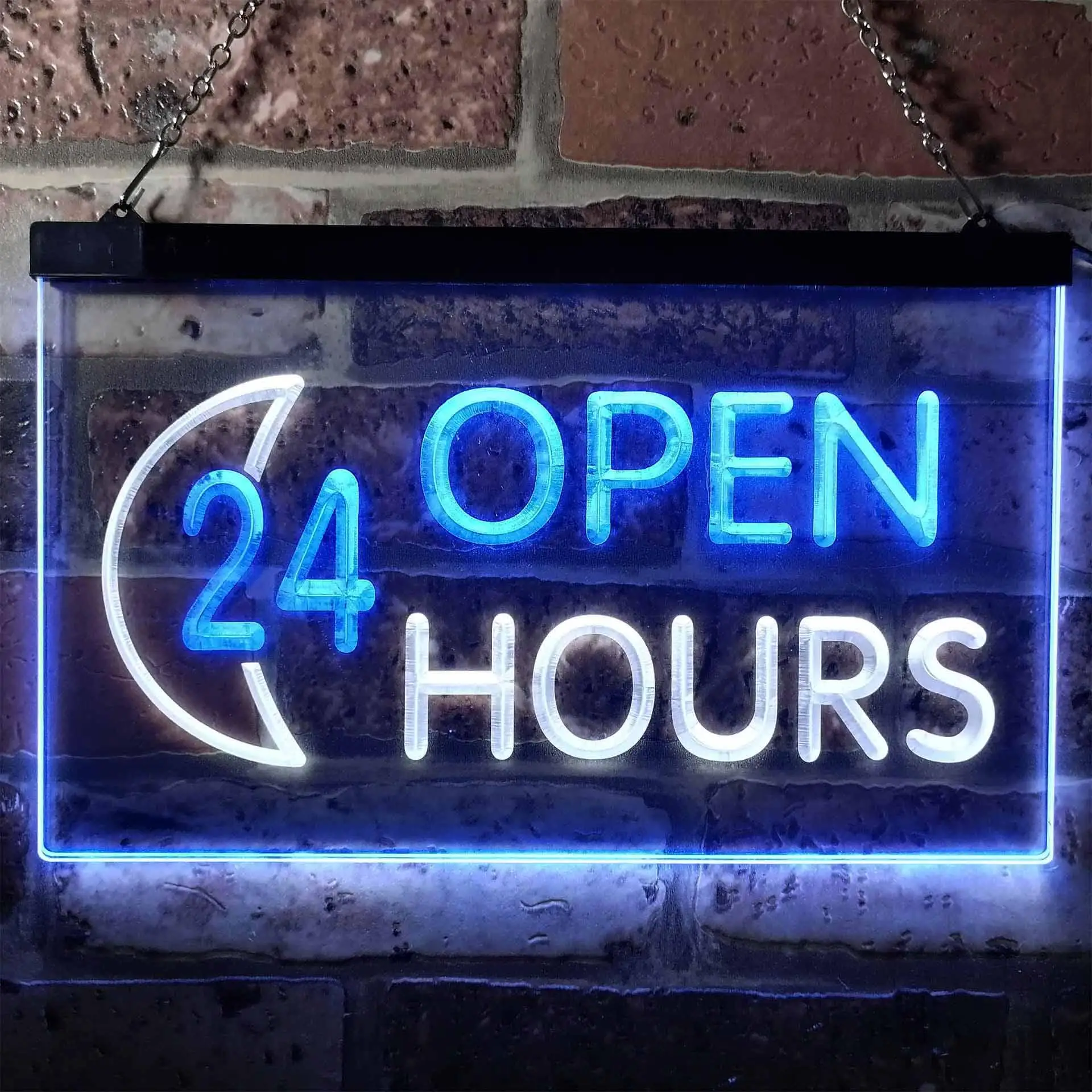 

24 Hours Open Moon Dual Color Led Neon Sign st6-i0131