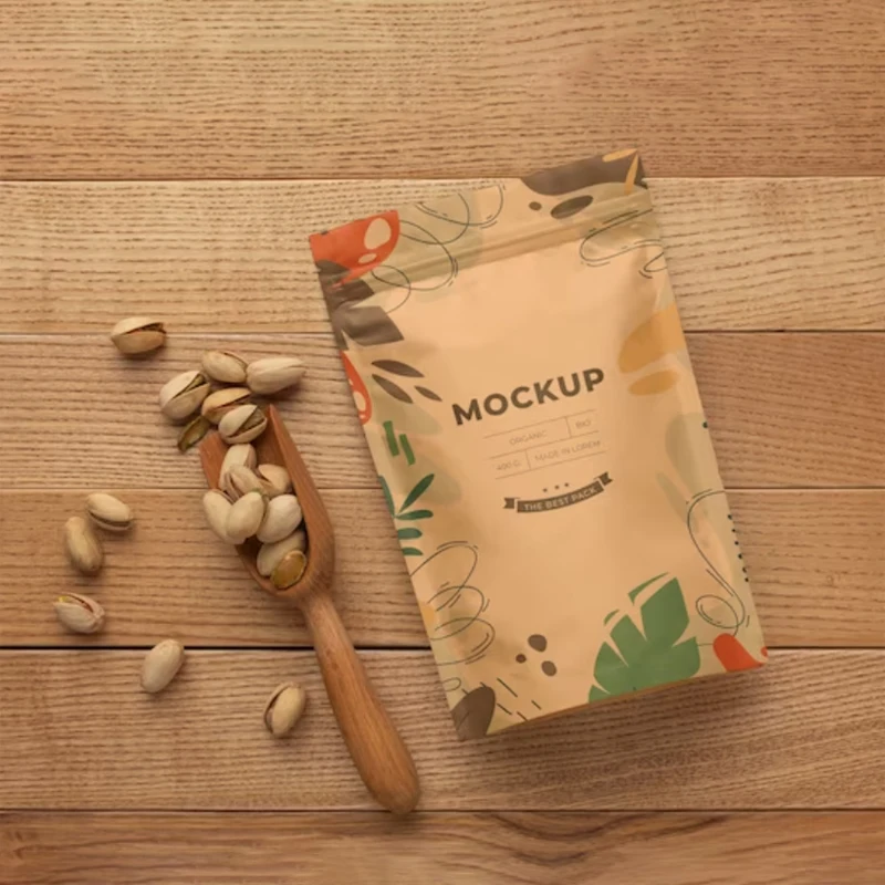 Bolsa de papel con cremallera para manualidades, reutilizable, autosellante, para dulces, té, café, nueces, bolsa de regalo para galletas, logotipo impreso a prueba de aceite de pie