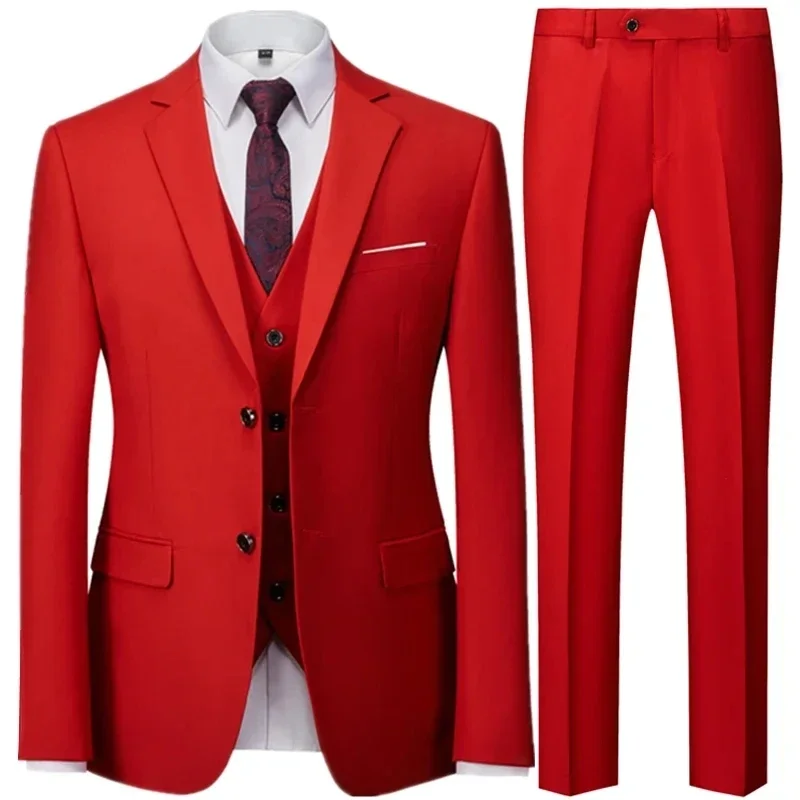 Traje de negocios informal para hombre, conjunto de 3 piezas, chaqueta con dos botones, pantalones, chaleco, 2023