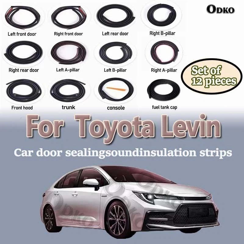 Car Door Seal Strip Rubber Noise Insulation Dustproof Seal Strip Not easy to Fall off For Toyota Levin Car Accessories 12Pcs