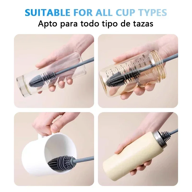 Silicone Bottles Brush Baby Bottles Clean Brushes Long Cleaning Brush Cup Brush for Scrubbing Useful Cleaning Product for Home