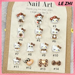 20Pcs Mixed Kawaii Leopard Print Hello Kittys Nail Charms Party Sticker Cartoon Bow Star resina decorazione Charms accessori