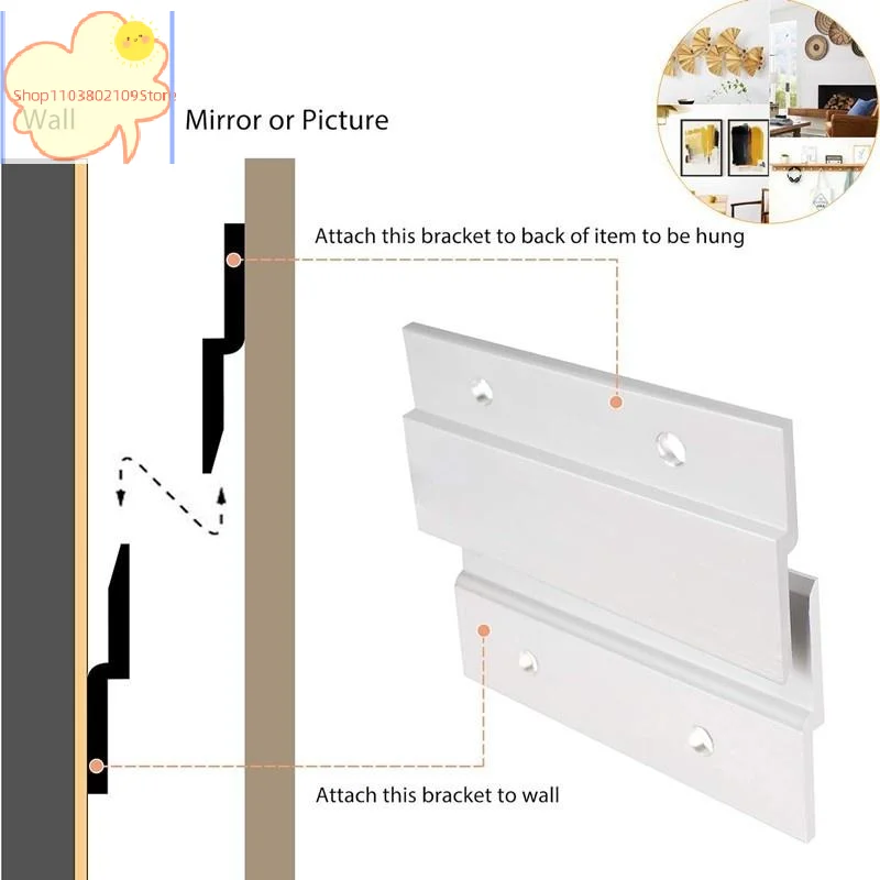 【HT】【HT】1 Pairs French Cleat Picture Hanger Heavy Duty Aluminum Z-Clamps Interlocking Wall Mounting Bracket Hanging For Mirrors