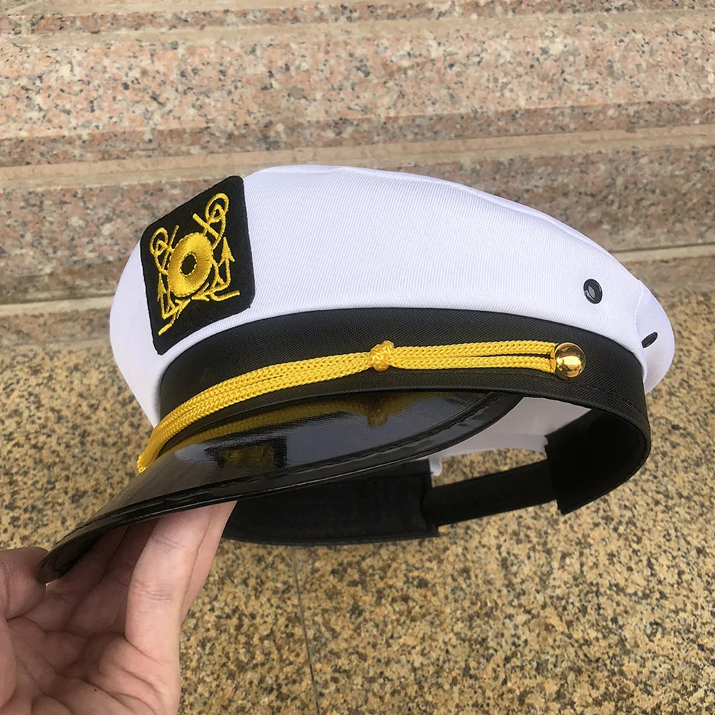 

Captain Hat Polyester Material Curved Brim Sun Block Outdoor Uv Protection Yacht Navy Costume Cosplay Captain Hat