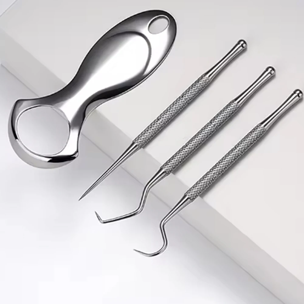 

Набор скребков для языка из нержавеющей стали, многоразовый портативный инструмент для чистки полости рта для гигиены зубов и путешествий