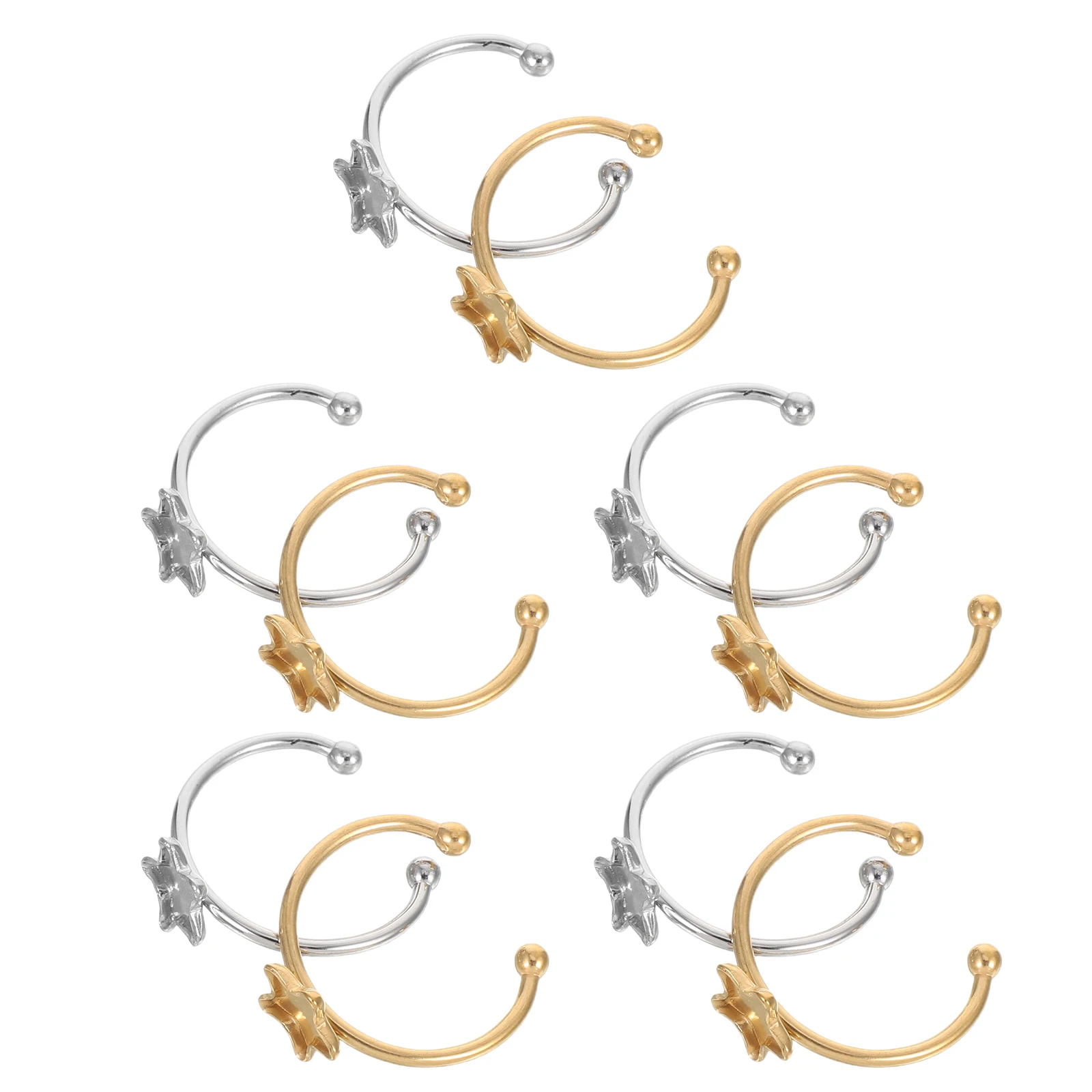 

10Pcs Stainless Steel Rings Blank Polished Open Adjustable Flat Bezel Tray Base DIY Jewelry Crafting Supplies Cabochon Setting