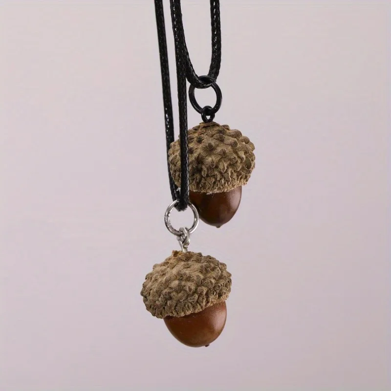 2PCS Pinecone Acorn Pendant Sweater Chain Creative Nut Necklace Earrings DIY Bead Accessory Bag