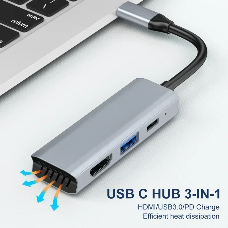 USB HUB 4K HD Adapter TYPE-C to HD 3-in-1 USB-C to HD hub 4K laptop expansion for MaBook Pro Ar M2 M1 with usb3.0 PD