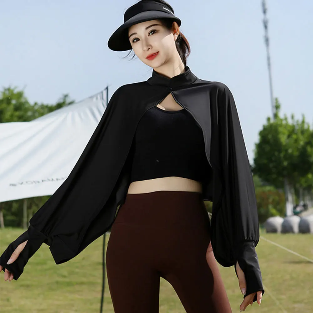 

Summer Ice Silk Shawl Arm Sleeves Long Sleeved Arm Cover Shrug Outdoor Sunscreen Oversleeve Anti-UV Cycling Loose Long Sleeve