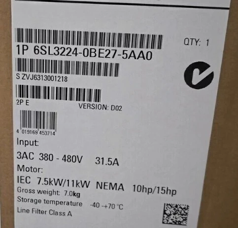 

Новый модуль питания переменного тока 6SL3224-0BE27-5AA0 (инверторный драйвер) 400В, быстрая доставка