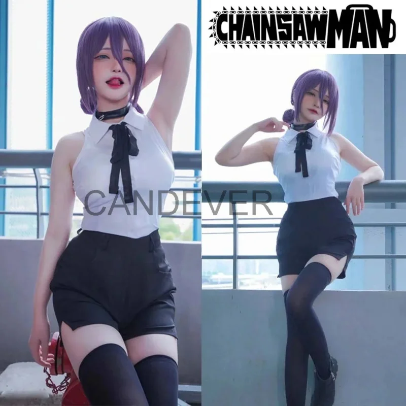 Anime reze chainsaw man cosplay bomb devil Costume Outfits Shirt Tie Short Wig Neck Ring Women Uniform Halloween PA3831