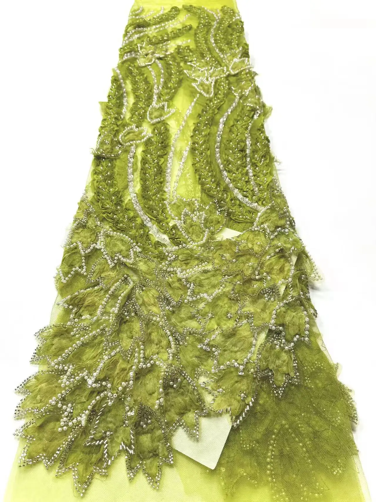 

2026 High-Quality African Nigerian Tulle Lace Fabric Sequins Embroidery French Guipure Prom/Wedding Party Dress Beaded 5 Yards