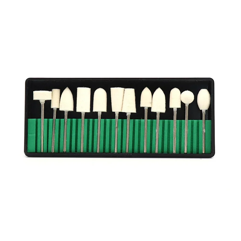 12 Pcs Wool Polishing Head W/ 2.35mm Shank Engraver Abrasive Tools Polishing Buffing Wheel Grinding Head Grinder Bit