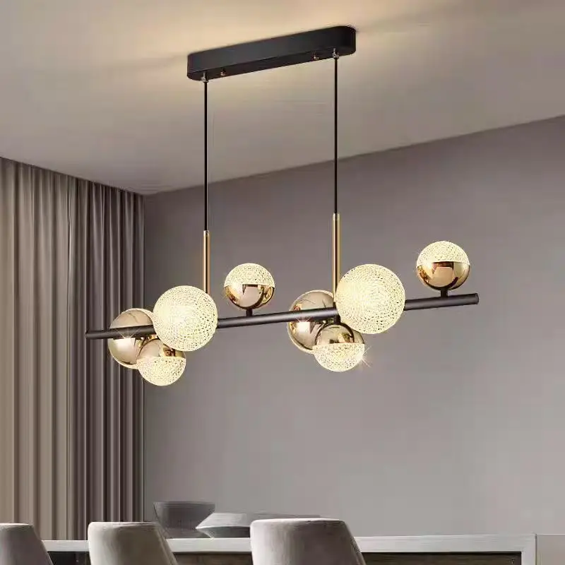 2026 Long Strip Restaurant Chandelier Light Luxury Style Lamp Simple Modern One-character Bar Lamp Design Sense Office Lighting