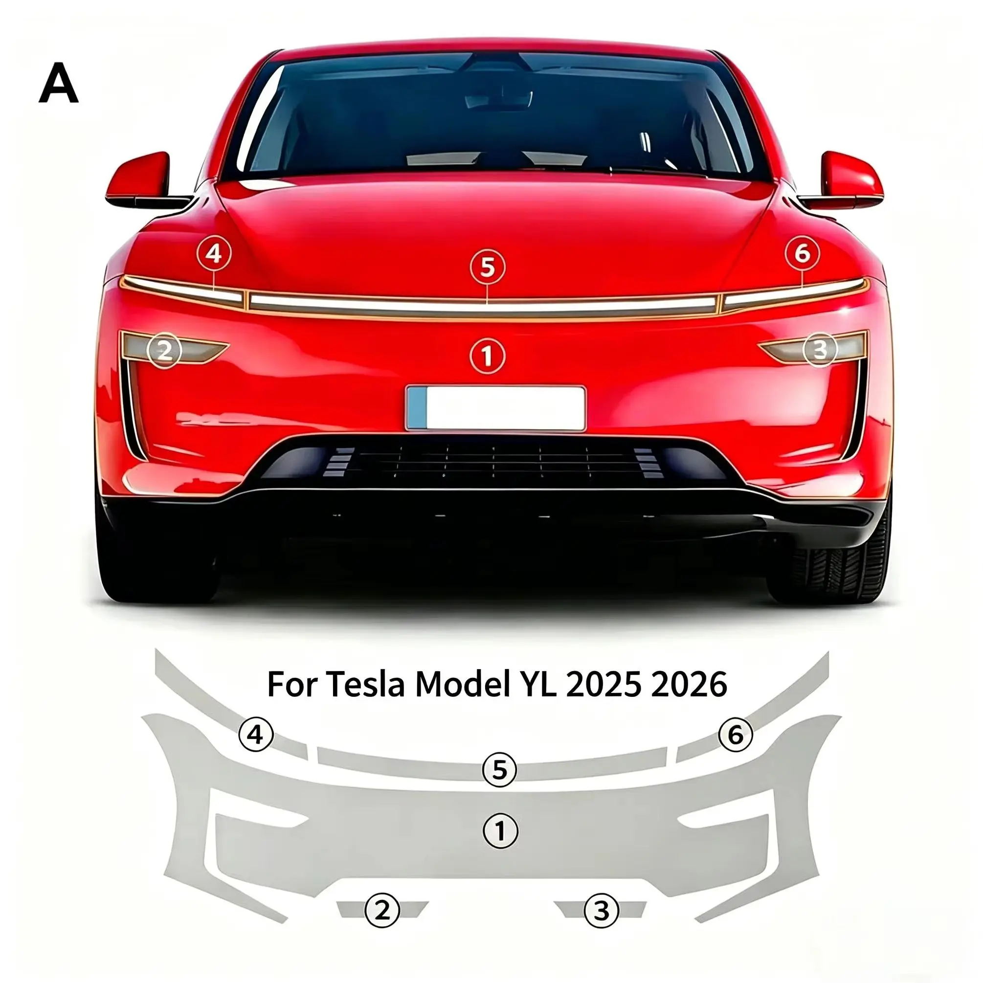 

8.5Mil TPU Bumper Hood Paint Protection Film For Tesla Model Y L 2025 2026 Pre-cut PPF Clear Bra Car Body Anti-Scratch Resistant