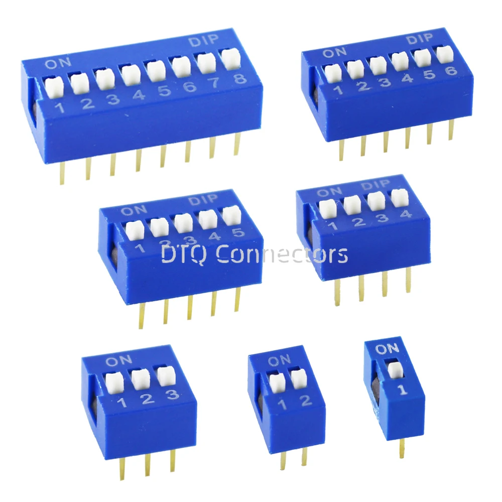 10pcs/lot DIP Switch Slide Type Red 2.54mm Pitch 2 Row DIP Toggle switches Dial switch 1p 2p 3p 4p 5p 6p 8p 7p 10p 12p