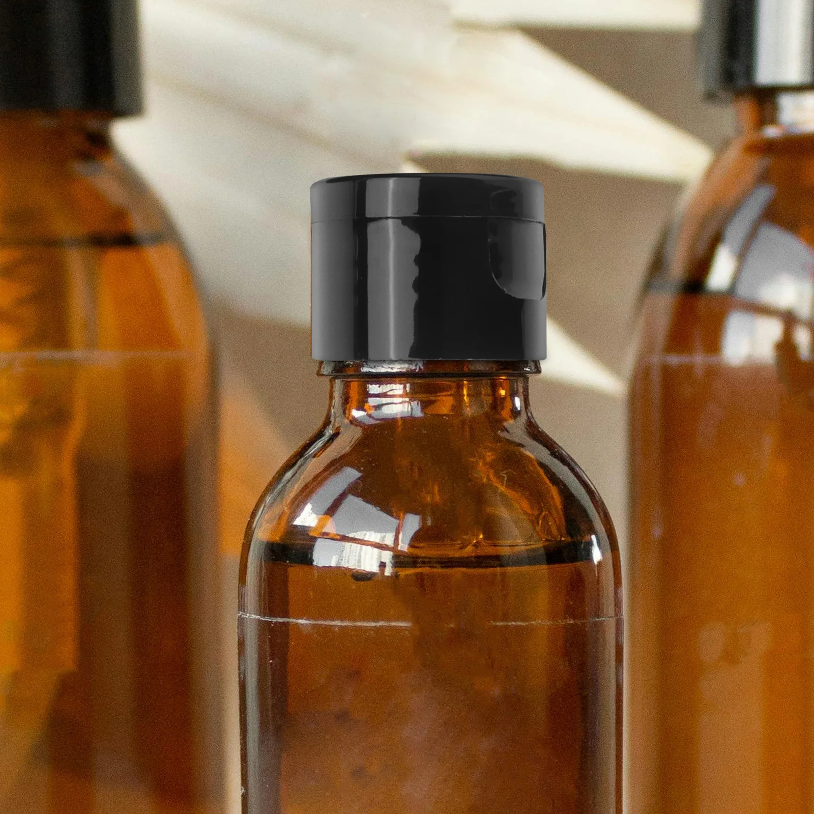 

50pcs Cap 24/410 Black Glossy Plastic Lotion Bottle Accessories Leak Proof Shampoo Body Wash Cream Serum
