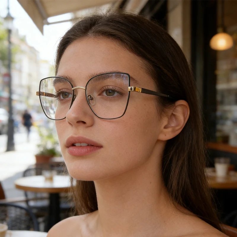 Ceofy Men Half rim Glasses Frame Clip on Brand Designer Optical Myopia Polarized Sunglasses Prescription Metal Eyeglasses