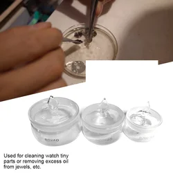 Glass Watch Oil Washing Jar Watch Movements Parts Glass Repair Cleaning Maintenance Pot with Dustproof Lid for Watchmaker