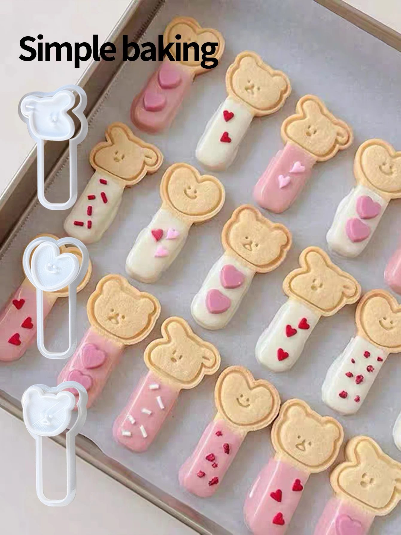 1PC Cute Animal Shapes Cartoon Stick Cookie Mold - Fun and Creative Cookie Cutter for Baking - A Useful Cookie Stamp.