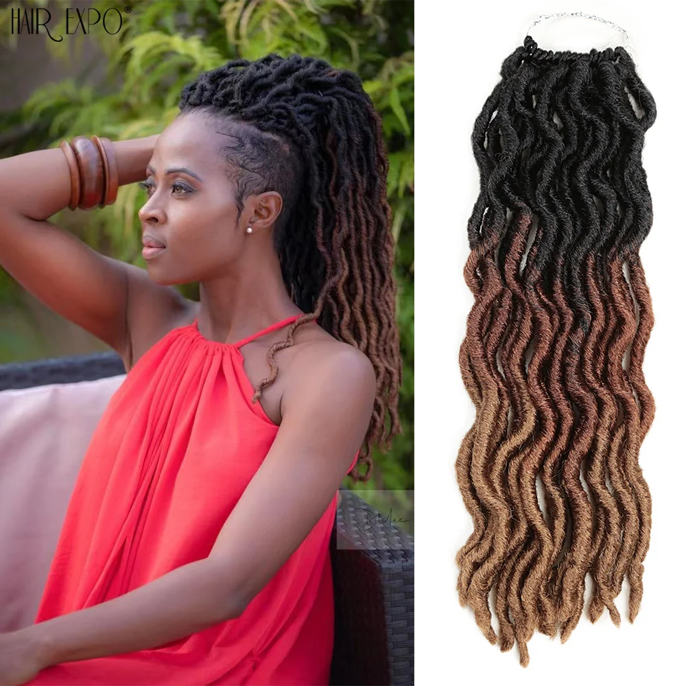 

12"18"Faux Locs Crochet Hair Synthetic Goddess Curly Dreadlocks Braiding Hair Extensions Ombre Soft Afro Wave Gypsy Braids Hair