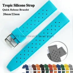 20mm 22mm Premium Grade Tropic Silicone Strap for Oris for Seiko for Omega Quick Release Wrist Band Waterproof Rubber Bracelet