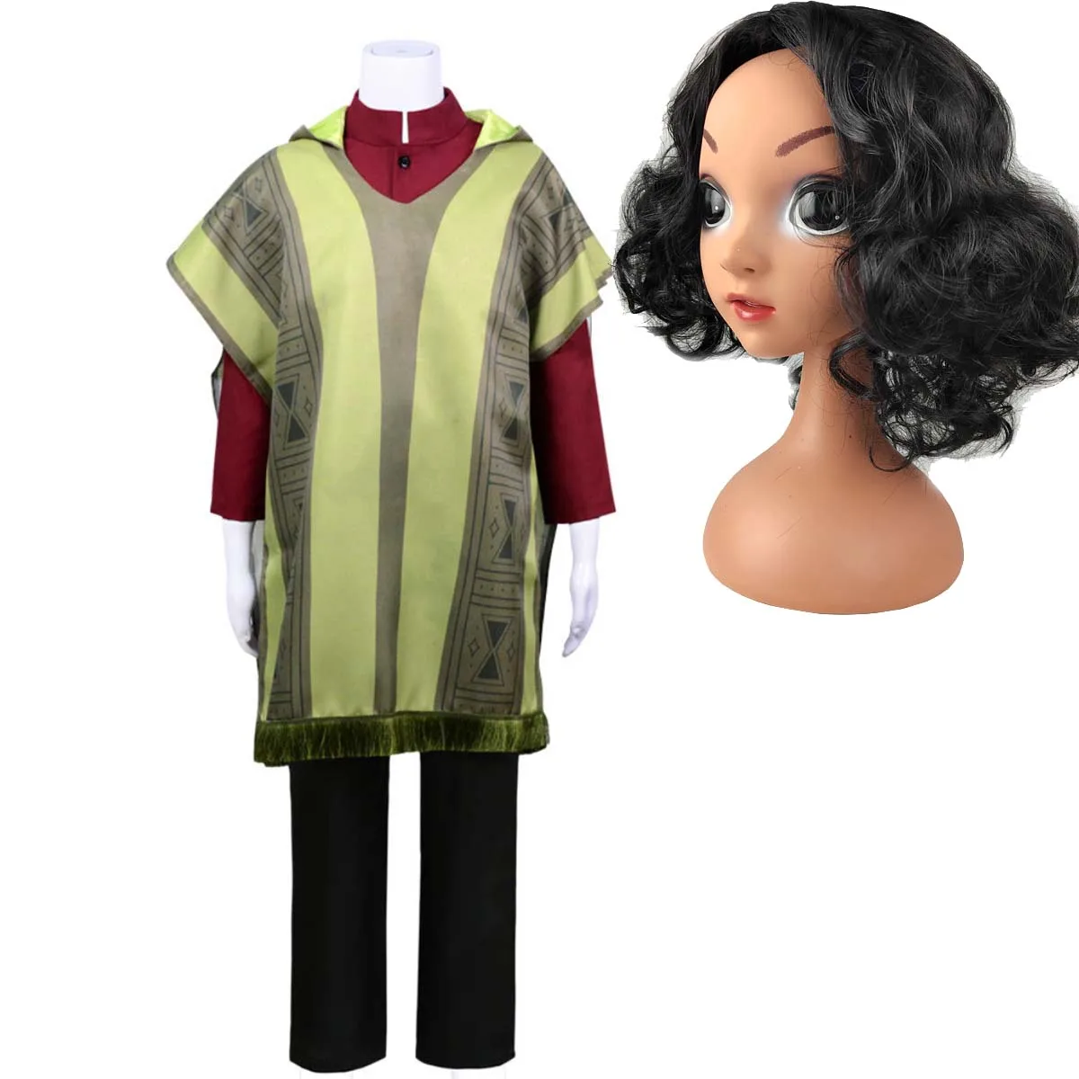 

Костюм для косплея из аниме Encanto: Мадригал, Бруно (плащ, рубашка, брюки) с париком, для детей и взрослых