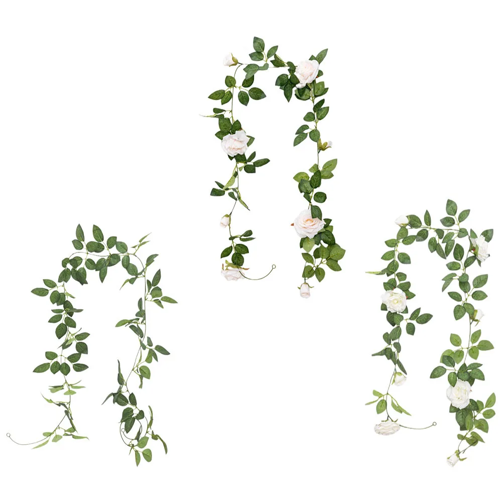 

3Pcs Artificial Flower Rattan Pendant Decorative Rose Vine for DIY Craft Photo Prop Holiday Wall Decoration Artificial Flower