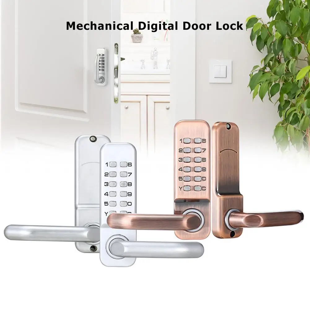 Waterproof Mechanical Digital Door Lock Push Button Keypad Keyless Code Combination Lock Set for Home Office