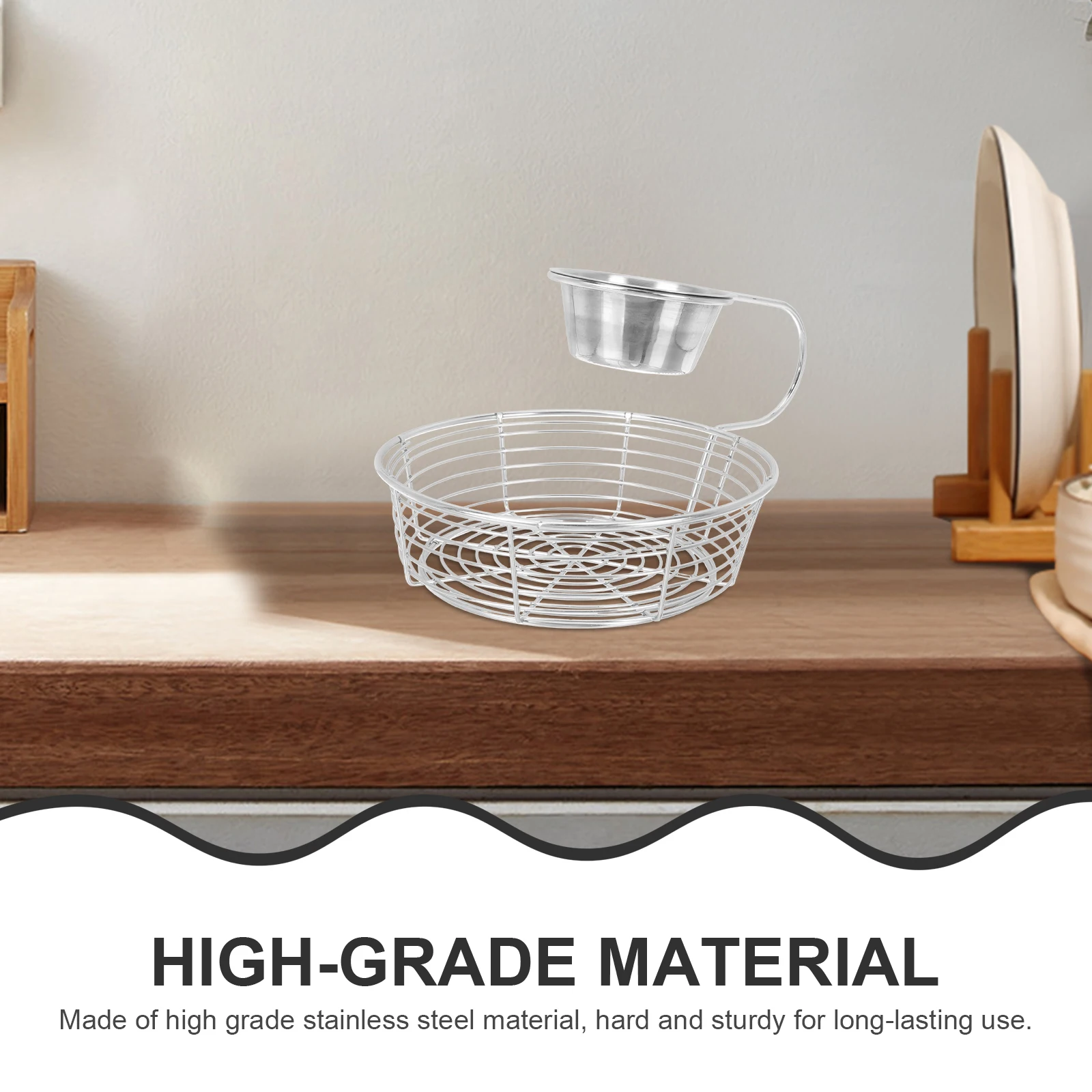 

Snack Basket Metal Food Presentation Home Storage Kitchen Tool Fruit Baskets Stainless Steel Dining Room Decorative Container