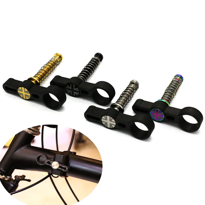 

1 pair folding bicycle ergonomic hinge clamps for brompton frame fixed handle carbon+titanium