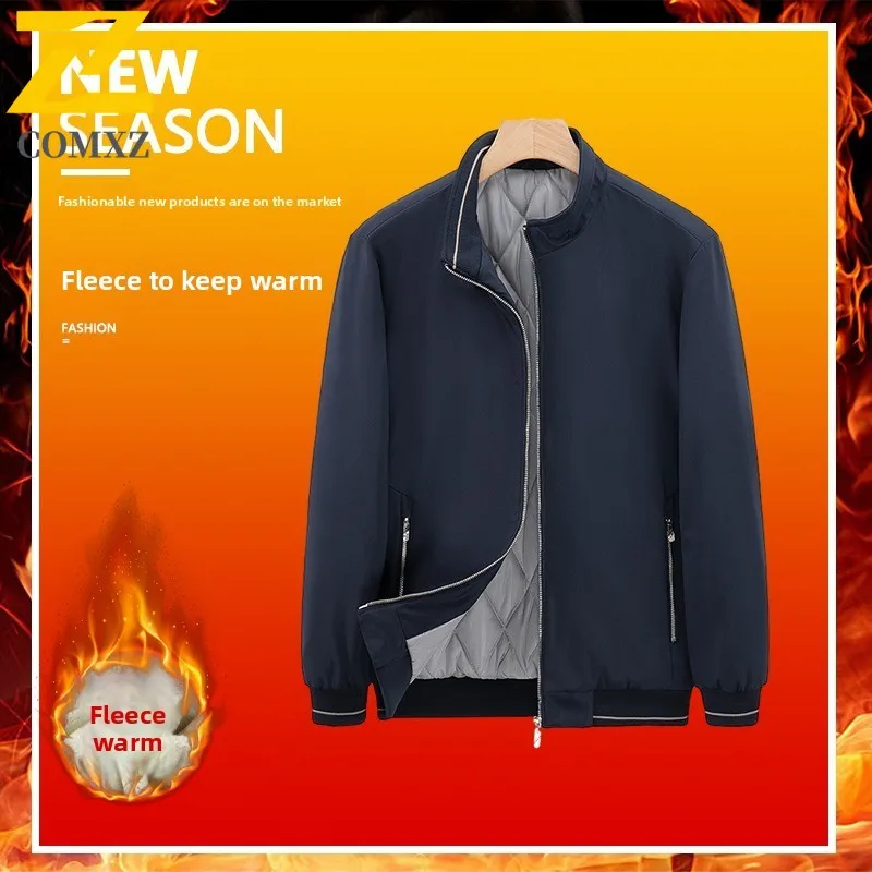 

Men Lightweight Jacket Winter Thickened Warm Office Business Light luxury Coat Windproof Outdoor Travel Casual Slim Fit Jacket