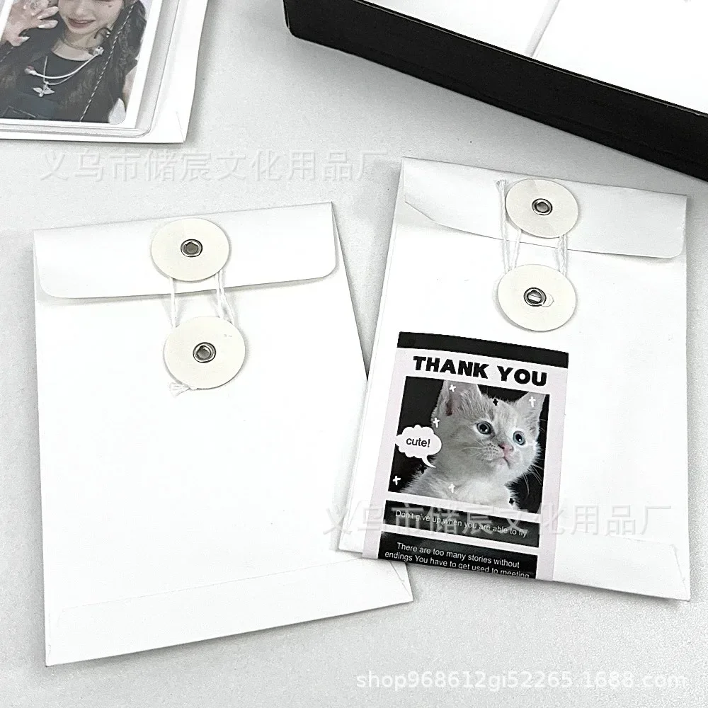 10Pcs INS Simple Advanced Black/White Kraft Paper Bag KPOP 3-inch Photo Card Packing Deco Envelope Novel Card Business Packaging