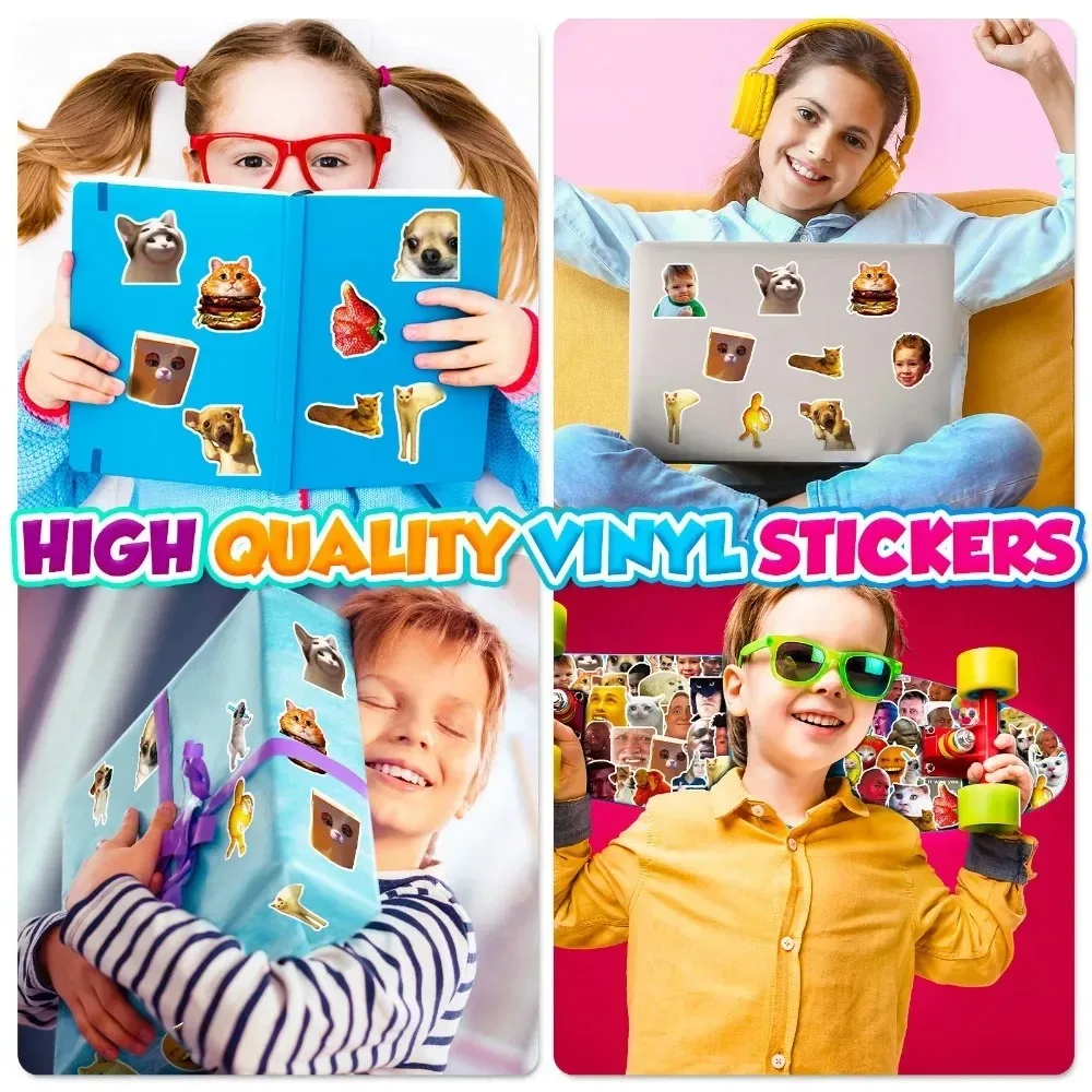 50PCS Mix Cute Spoof Expression Stickers Aesthetic DIY Laptop Phone Skateboard  Car Waterproof Sticker for Kids Toy Gift