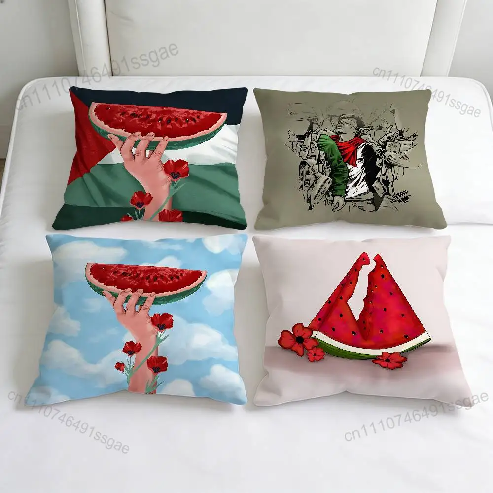 

P-Palestine-s F-Flag MAP Art Square Pillow Cover Decorative Throw Pillow Case for Sofa Couch Bed Home Car Living Room Decoration