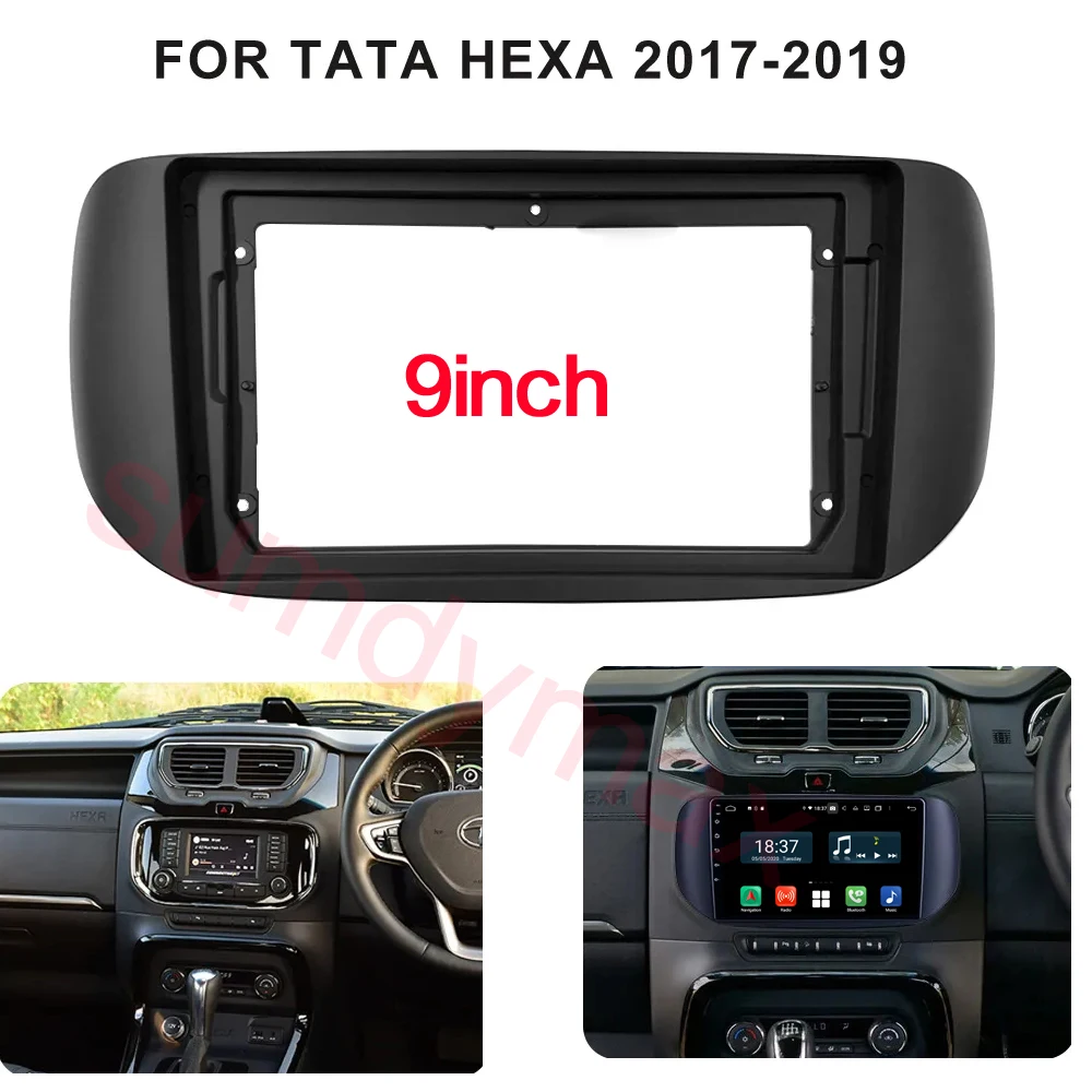 Marco adaptador de fascia de 9 pulgadas 2DIN para TATA Hexa 2017 2018 2019, kit de embellecedor de panel de salpicadero para coche