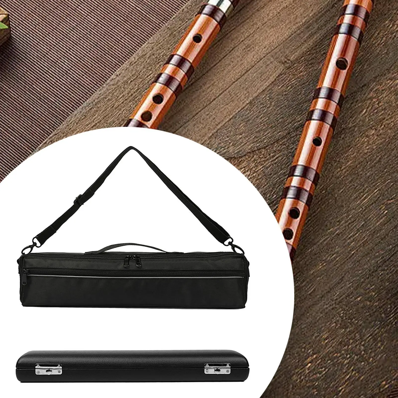 

Чехол для хранения флейты и сумка для переноски с плечевым ремнем, чехол из искусственной кожи, портативный для 16-лунтовой флейты, легкий, водостойкий