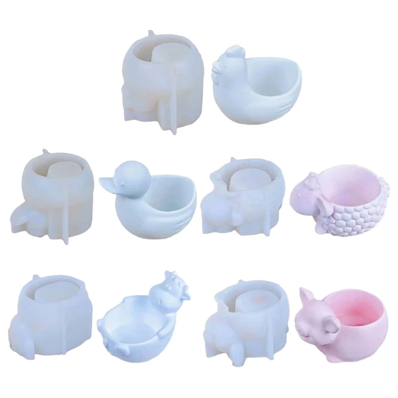 

Flexible Flowerpot Molds Crafting Moulds Animal Succulent Planter Moulds